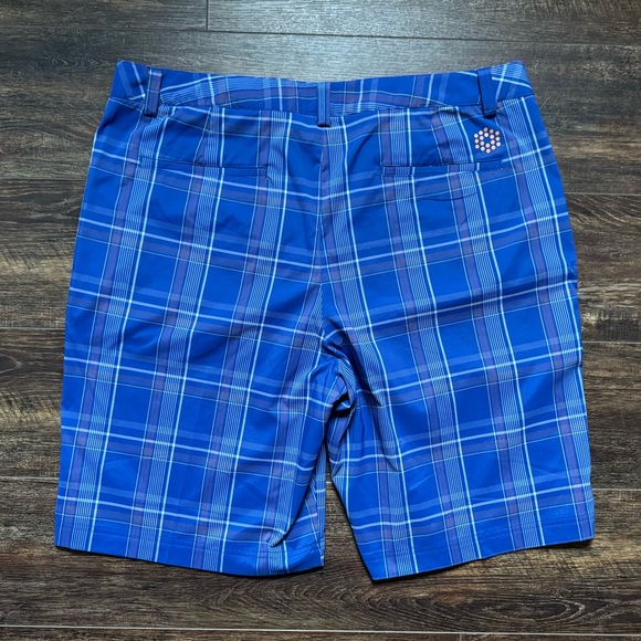 Puma plaid golf shorts royal blue size 38 - Picture 4 of 9